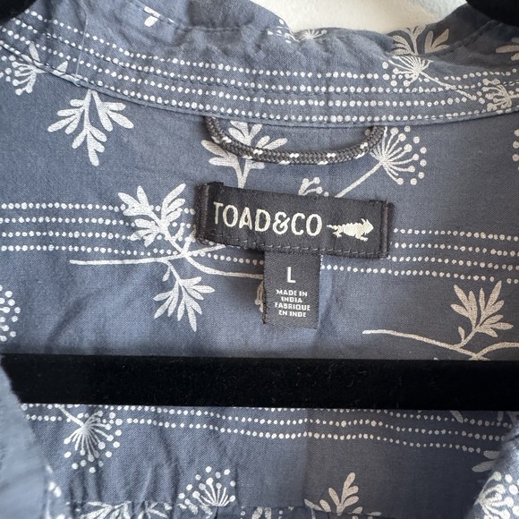 Toad&Co Womens Willet Tie Short Sleeve Shirt North Shore Floral Sz Large Organic - Picture 5 of 9